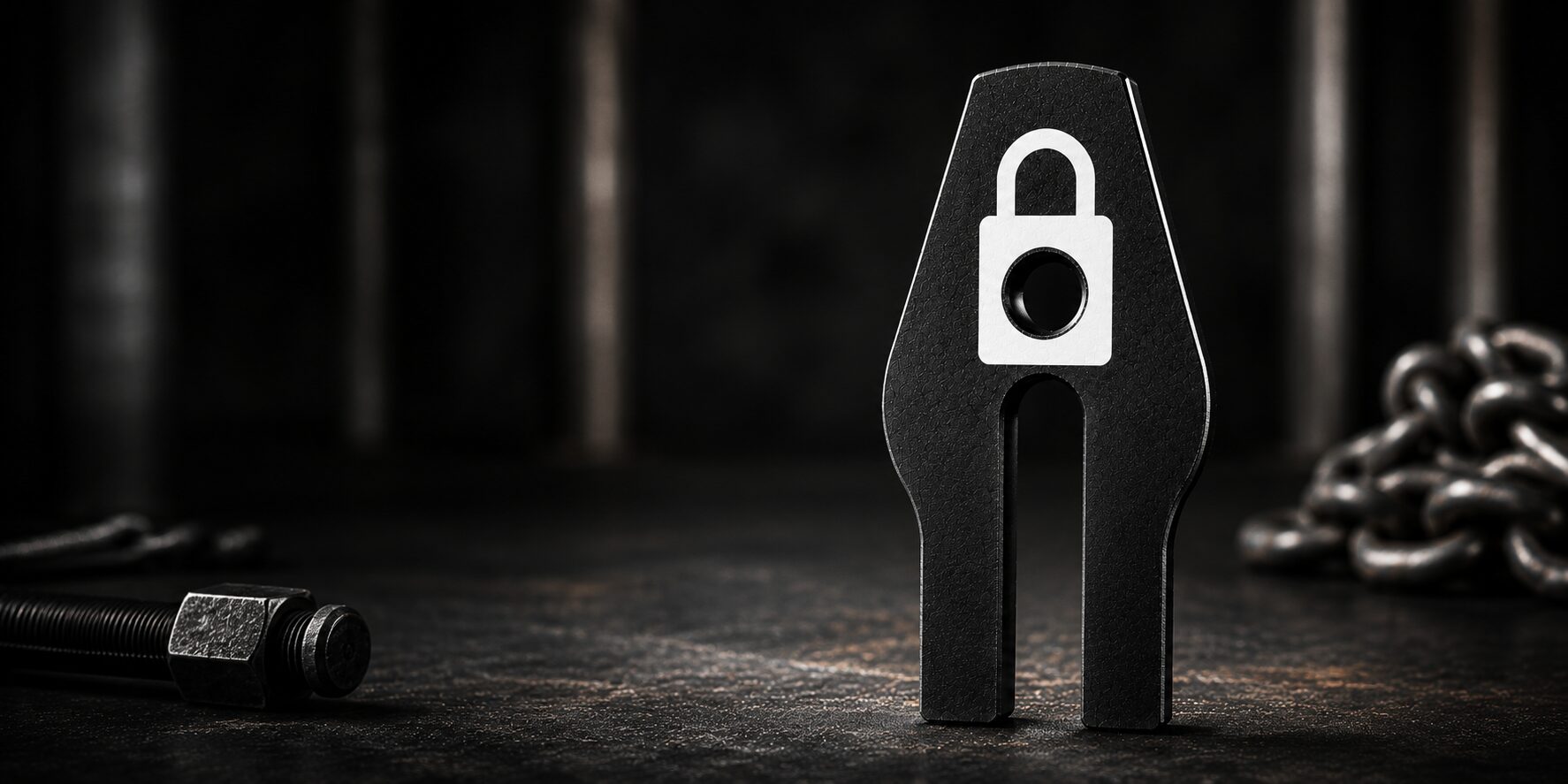 Thimble Lock clamp standing on an industrial workbench